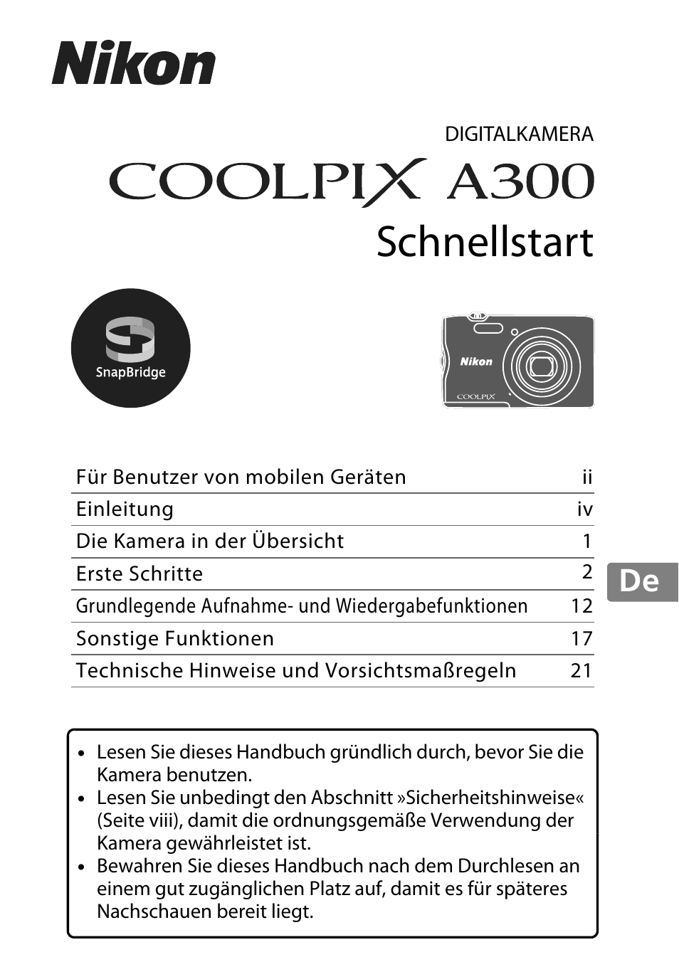 Nikon Coolpix A300 Benutzerhandbuch | Seiten: 44