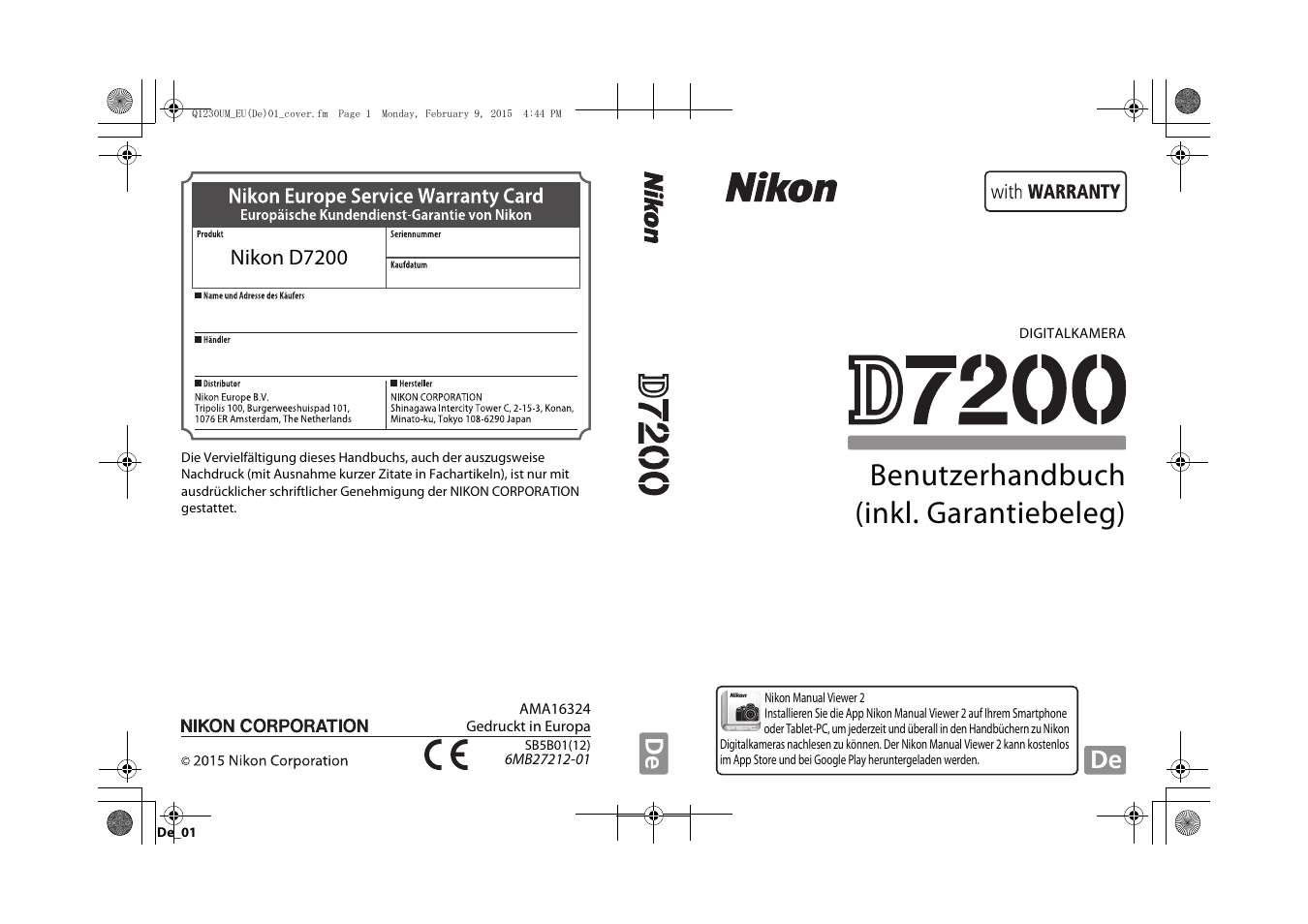 Nikon D7200 body Benutzerhandbuch | Seiten: 420