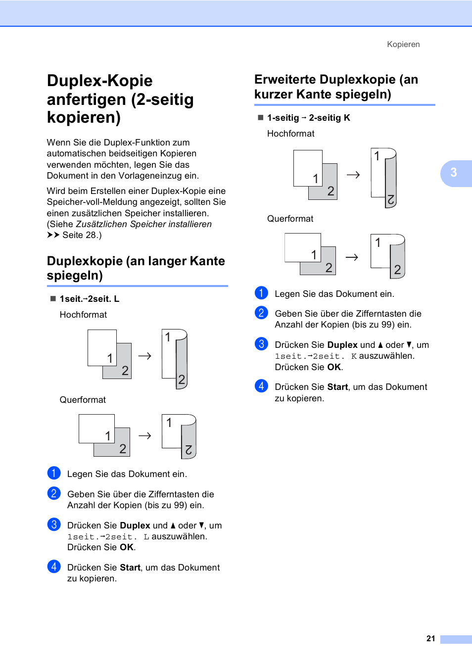 Duplex Kopie Anfertigen 2 Seitig Kopieren Duplexkopie An Langer Kante Spiegeln Erweiterte Duplexkopie An Kurzer Kante Spiegeln Brother Dcp 8110dn Benutzerhandbuch Seite 27 39