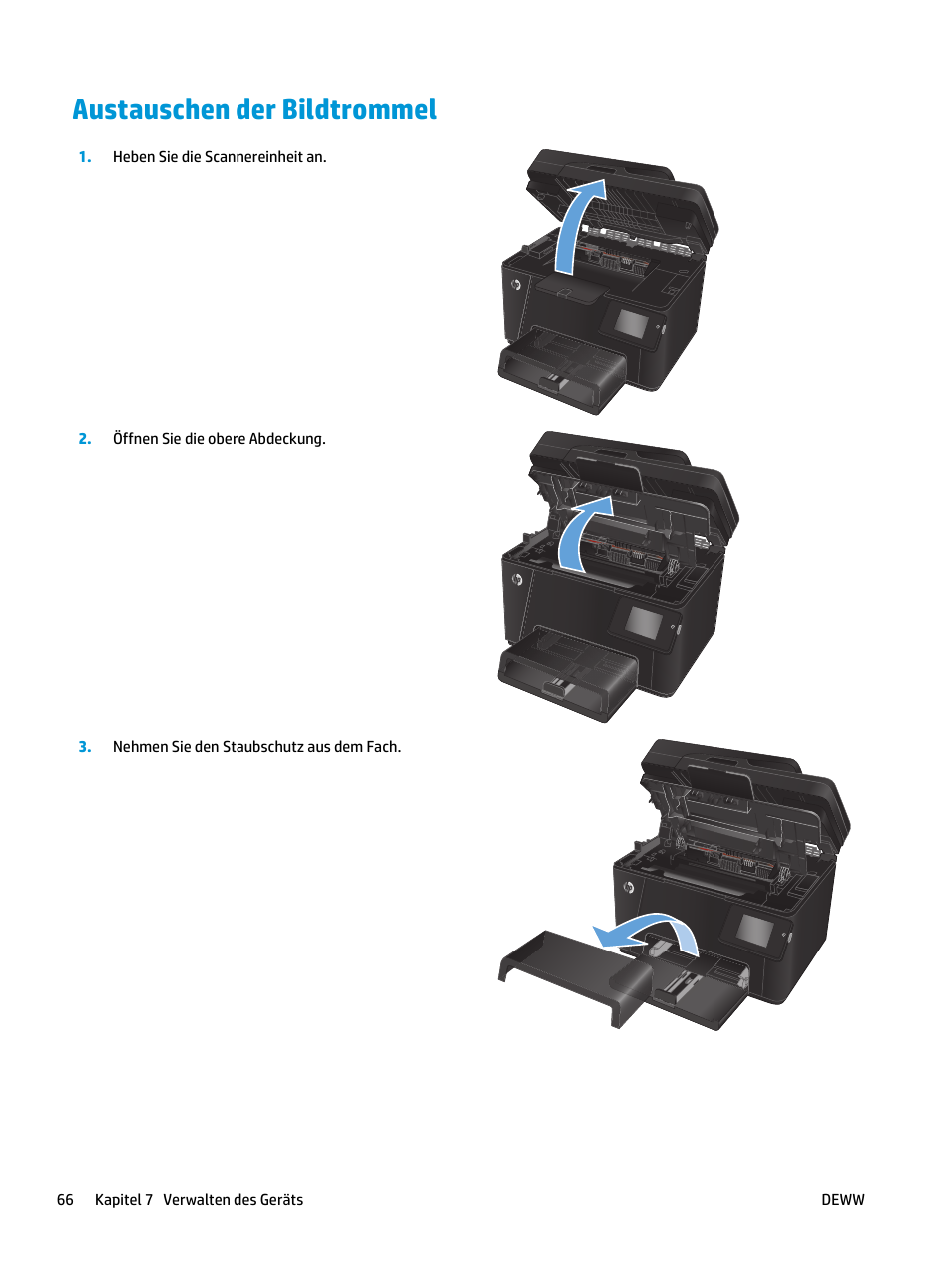 Austauschen der bildtrommel | HP Color LaserJet Pro MFP M177fw  Benutzerhandbuch | Seite 76 / 126