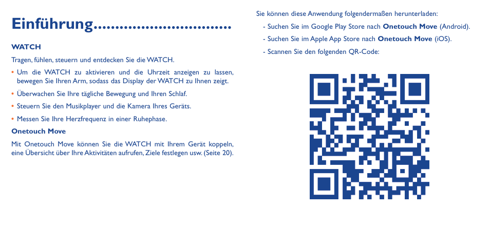 Einführung | Alcatel Watch SM 02 Benutzerhandbuch | Seite 2 / 33 |  Originalmodus