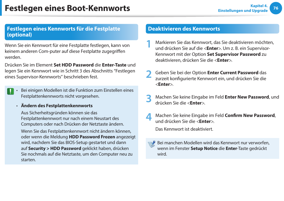 Festlegen eines boot-kennworts | Samsung NP470R5E Benutzerhandbuch | Seite 77 / 128