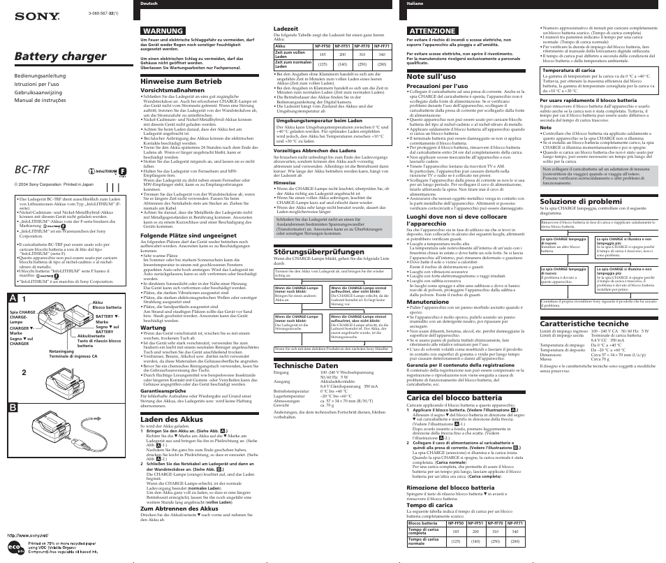 Sony BC-TRF Benutzerhandbuch | Seiten: 2