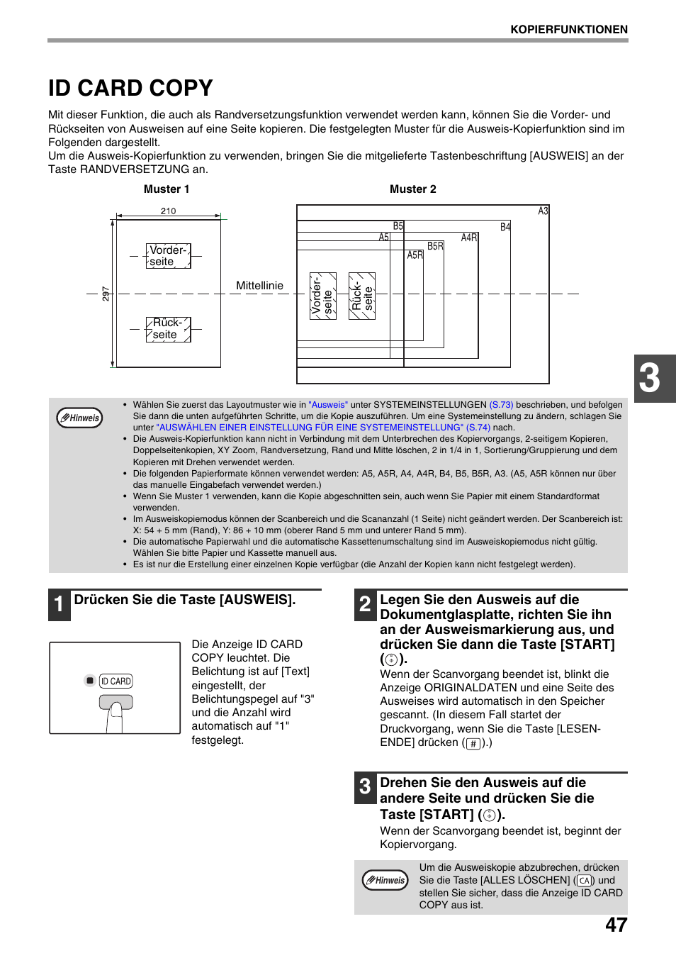 Id card copy | Sharp AR-5618 Benutzerhandbuch | Seite 49 / 108