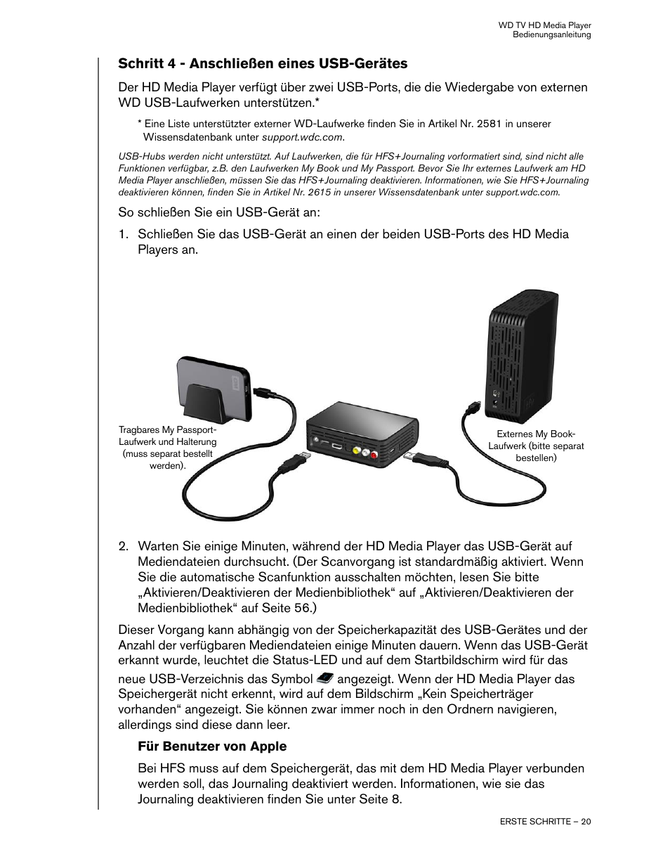 Schritt 4 - anschließen eines usb-gerätes | Western Digital WD TV HD Media Player (Gen 1) User Manual Benutzerhandbuch | Seite 23 / 88