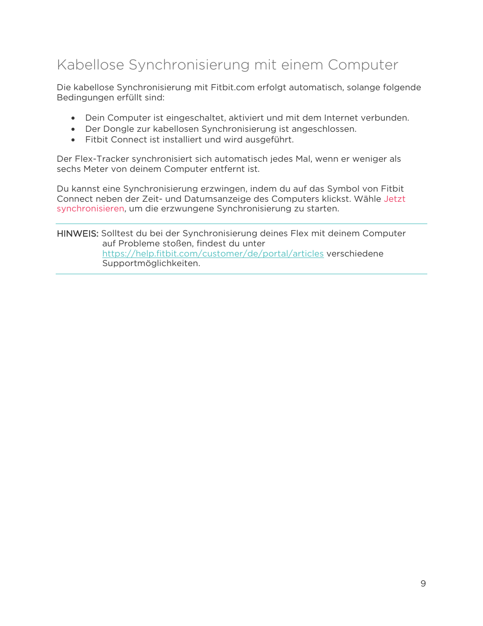 Kabellose synchronisierung mit einem computer | Fitbit Flex Benutzerhandbuch | Seite 14 / 41