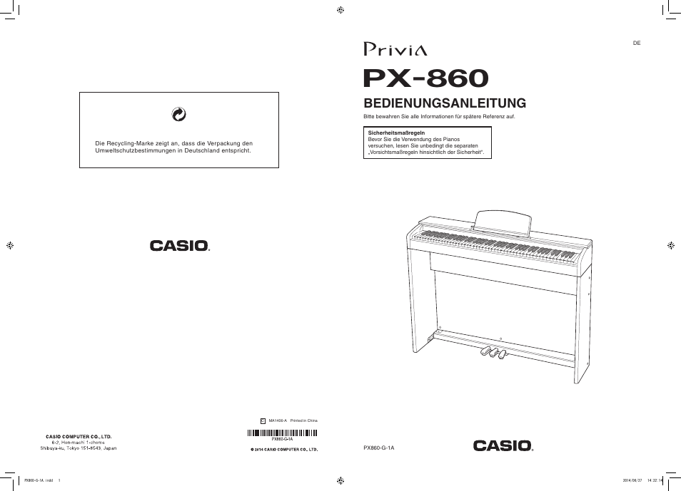 Casio PX-860 Benutzerhandbuch | Seiten: 67