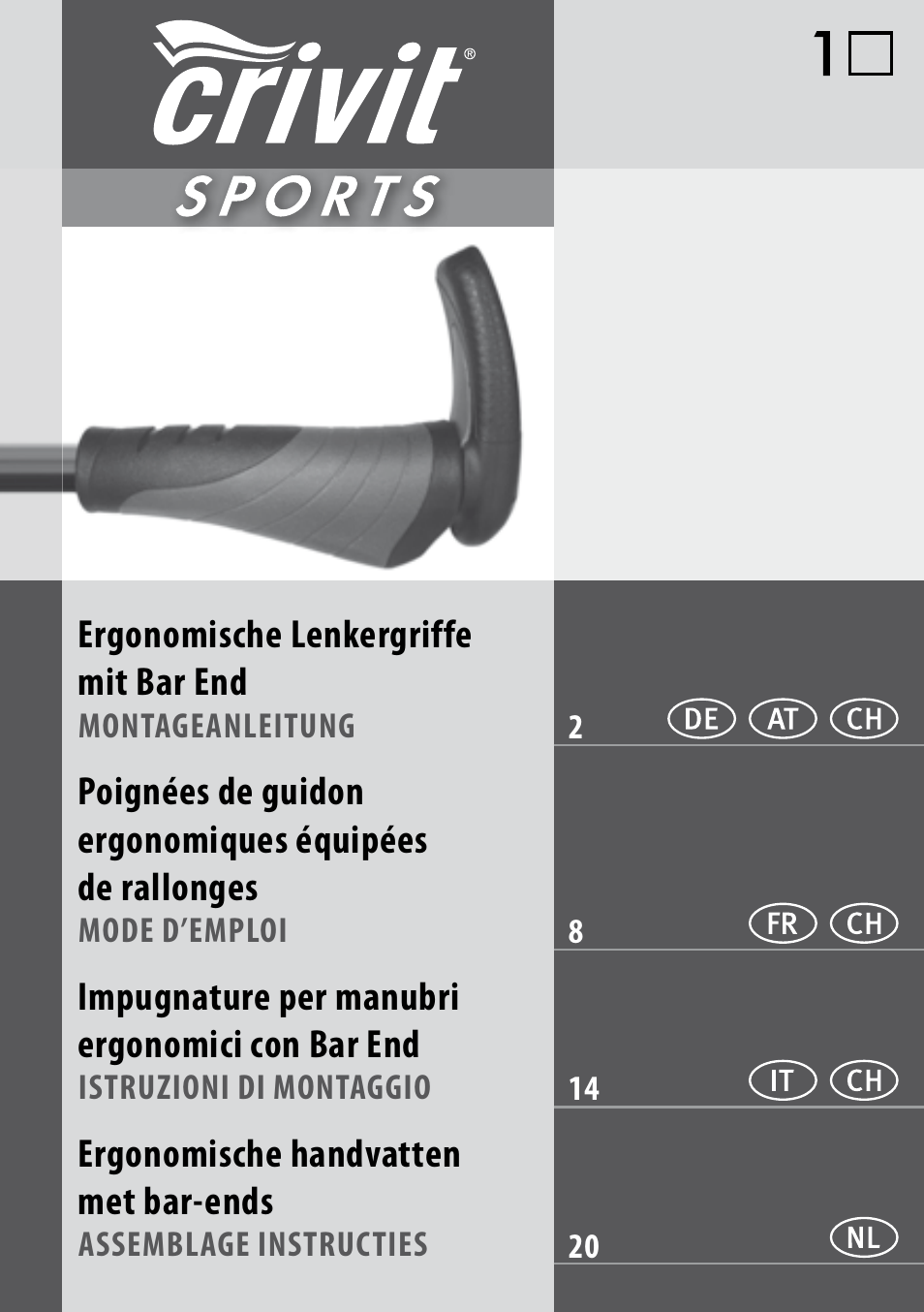Crivit Bike Handlebar Grips Benutzerhandbuch | Seiten: 15